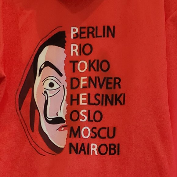 Source Unknown Other - Money Heist La Casa De Papel Red Zippered Hoodie Jacket